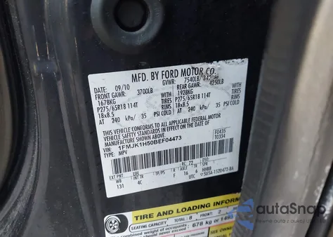 2011 Ford Expedition El Xlt from USA, damaged, VIN 1FMJK1H50BEF04473